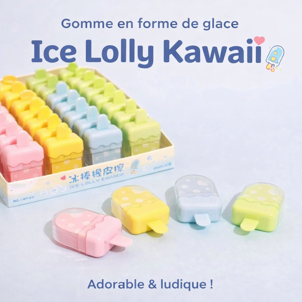 gomme fantaisie en forme de glace – ice lolly kawaii