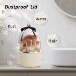 Organiseur Pinceaux Maquillage avec Couvercle Transparent – Base Rotative 360°, 6 Compartiments – Noir & Beige – Image 2