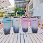 Mug Isotherme Grande Capacité – Design Dégradé, Paille Inox & Bec Verseur - 860ml