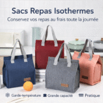 sac isotherme repas – lunch bag portable Étanche et réutilisable, idéal bureau, École & pique nique (plusieurs couleurs)