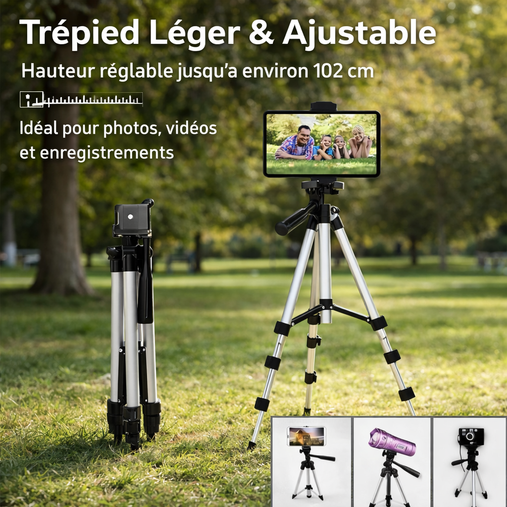 trépied wt 3110a avec support smartphone – léger & ajustable