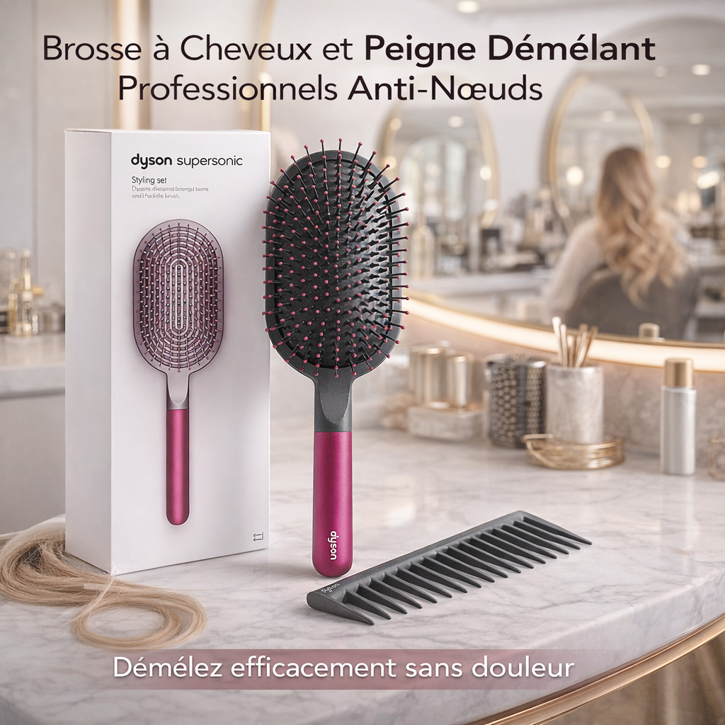 set brosse à cheveux & peigne démêlant – professionnel et anti nœuds
