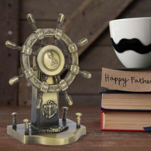 Mini gouvernail décoratif en métal doré – Style marin vintage 12 cm