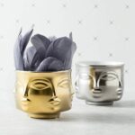 Cache-Pot Visage Sculpté – Design Moderne & Zen – Disponible en Doré – Image 2
