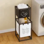 Panier à Linge Vertical 2 Compartiments – Tri Sélectif Compact et Gain de Place – Image 3
