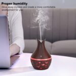 Diffuseur d'Huiles Essentielles & Humidificateur – Veilleuse LED Ciel Étoilé, Effet Bois – Image 5