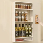 Étagère murale de cuisine 3 niveaux avec tiroirs – Rangement pratique sans perçage