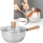 16 cm Casserole Japonaise – Acier Inoxydable, Manche en Bois, Couvercle Verre – Image 3