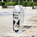 Bouteille transparente Fresh Milk 1 L – Design original en forme de brique de lait