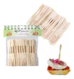 Lot de 100 Mini Fourchettes en Bambou Naturel – Piques Apéritif Écologiques Réutilisables – Image 4
