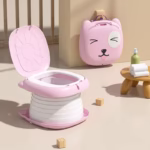 Pot d'Apprentissage Pliable – Ultra-Compact, Stable & Hygiénique - Design Chiot - Rose