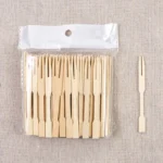 Lot de 100 Mini Fourchettes en Bambou Naturel – Piques Apéritif Écologiques Réutilisables – Image 3