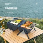 Barbecue Smoker Portable en Métal – Mini Grill Charbon de Bois avec Couvercle & Poignée Bois – Image 4