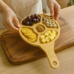 Plateau apéritif en bambou compartimenté – Design avec poignée – Naturel et pratique