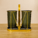 Duo de Gobelets Fumé + Support Métallique Doré – Élégance & Praticité – Image 3