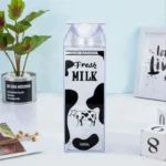Bouteille transparente Fresh Milk 1 L – Design original en forme de brique de lait – Image 4