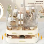 Organisateur de Maquillage Luxe avec 2 Tiroirs – Boîte de Rangement Cosmétiques & Parfums Transparent Design – Image 2