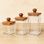 Bocal en acrylique avec Couvercle en Bois – 3 Tailles Disponibles – Image 2