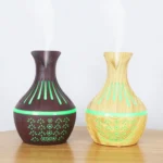 Diffuseur d'Huiles Essentielles Design Vase – Veilleuse LED 7 Couleurs, Finition Bois Élégante – Image 2