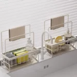 Égouttoir Organisateur Évier Cuisine – Porte-Serviettes Intégré, Rangement Éponges & Savon - 23x9x24 cm – Image 4