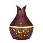 Diffuseur d'Huiles Essentielles & Humidificateur – Veilleuse LED Ciel Étoilé, Effet Bois – Image 6