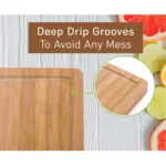 Planche à Découper Premium – Bambou Organique, Rainures Anti-Gouttes - 45x30 cm – Image 5