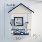 Porte-Clés Mural Cottage Marin – Boîte à Clés Décorative, Style Plage Chic - 29.5x18x5.3cm – Image 4