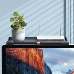 Support Organisateur Écran TV/Moniteur – Tablette Supérieure Ajustable, Rangement Astucieux - Noir – Image 3