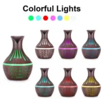 Diffuseur d'Huiles Essentielles Design Vase – Veilleuse LED 7 Couleurs, Finition Bois Élégante – Image 5