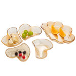 Ensemble de Plats de Service en Verre Ambré – Formes Ondulées & Cœur, Élégant & Polyvalent – Image 3