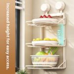 Étagère de Rangement Murale 3 Niveaux – Fixation Ventouse Ultra-Forte, Acier Carbone - 43x18x16.2 cm – Image 4