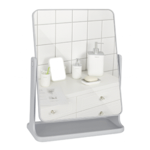 Miroir de Table Rectangulaire – Pivotant, Base de Rangement & Design Minimaliste - 21 cm