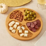 Plateau de Service Rond en Bambou – 5 Compartiments, Design Écologique & Polyvalent - 20cm