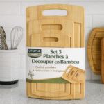 set 3 planches à découper en bambou – qualité premium – antibactérien & écologique