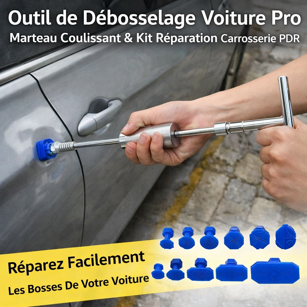 outil de débosselage voiture pro – marteau coulissant, kit réparation carrosserie pdr 48.5cm