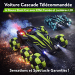 voiture cascade télécommandée – 6 roues stunt car avec effet fumée et lumières led
