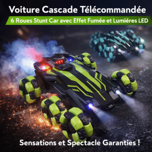 voiture cascade télécommandée – 6 roues stunt car avec effet fumée et lumières led