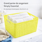 panier de rangement en plastique tressé – simply essential – grand format 36x30x22 cm (jaune)