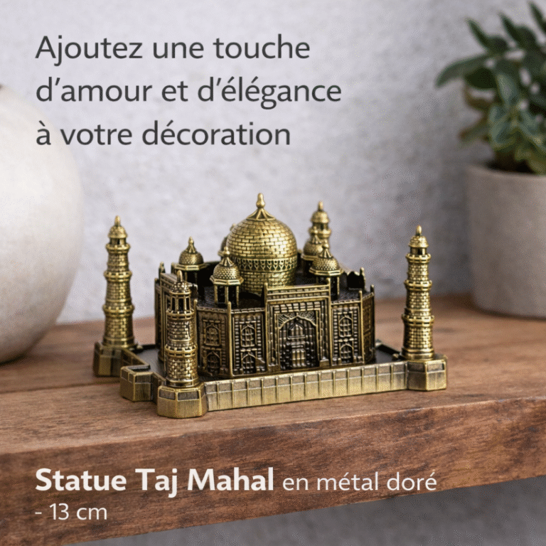 statue décorative taj mahal en métal doré – symbole d’amour et d’élégance 13 cm