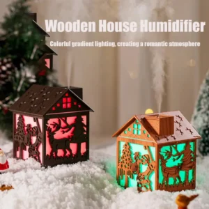 Humidificateur Maison en Bois LED – Diffuseur d’Atmosphère Colorée & Décor de Noël