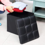 Pouf de Rangement Pliable – Ottoman Assise Confortable, Similicuir Résistant - 15x15x15 Pouces – Image 4