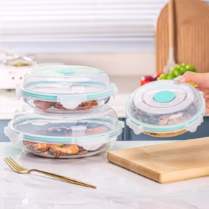 Boîtes de Conservation Rondes en Verre – Hermétiques, Empilables & Ventilation Intelligente