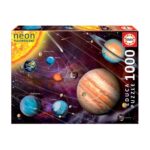 Puzzle Système Solaire Fluorescent – 1000 Pièces EDUCA | Effet Néon – 68 × 48 cm