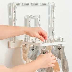 Séchoir Mural Pliable – 22 Pinces , Ultra Compact
