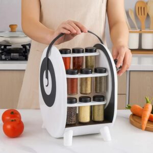 Support Rotatif à Épices – 18 Bocaux | Organisateur Moderne & Pratique