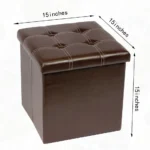 Pouf de Rangement Pliable – Ottoman Assise Confortable, Similicuir Résistant - 15x15x15 Pouces – Image 7