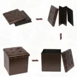 Pouf de Rangement Pliable – Ottoman Assise Confortable, Similicuir Résistant - 15x15x15 Pouces – Image 8