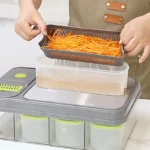 Coupe-Légumes Multifonction 13-en-1 – Hachoir Mandoline Rapide, Râpe Sûre avec Conteneur - 45cm x 30cm x 13.8cm – Image 3