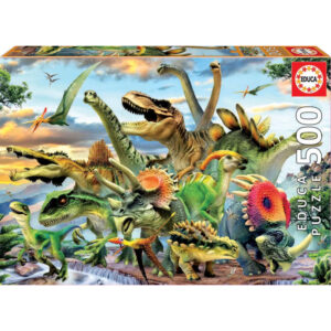 Puzzle Educa Dinosaures – 500 Pièces, Thème Préhistorique