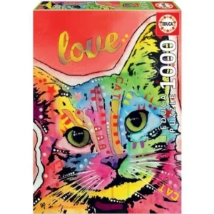 Puzzle Educa Chat "Love" – 1000 Pièces, Design Artistique Coloré - 68 x 48 cm